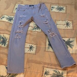 Boys O.P.S. Slim Fit Distressed Jeans in Light Gray